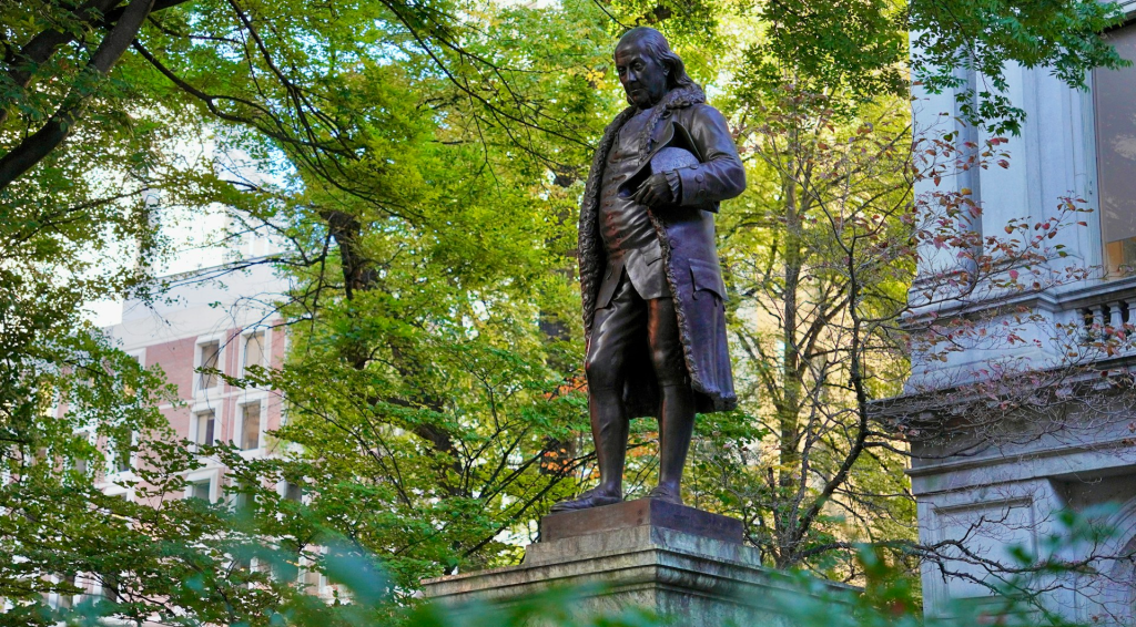 Boston Latin School and Benjamin Franklin Statue, Freedom Trail, Boston, MA, USA