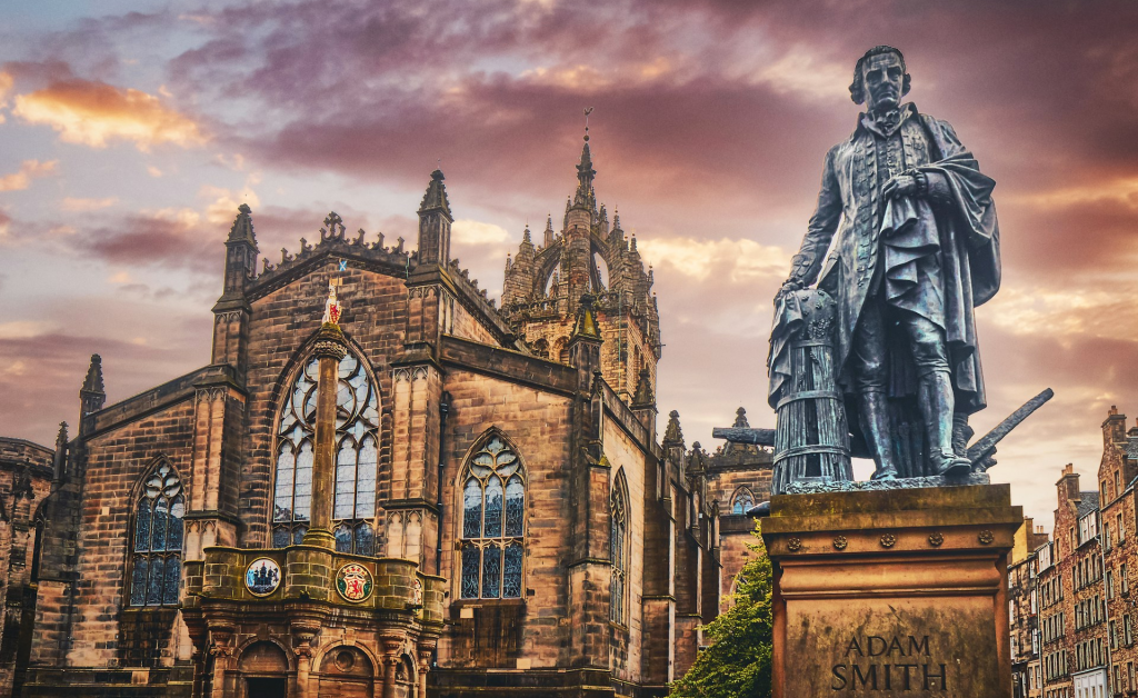 Adam Smith Statue, Royal Mile, Edinburgh, Scotland, UK